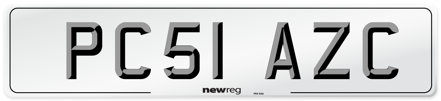 PC51 AZC Number Plate from New Reg